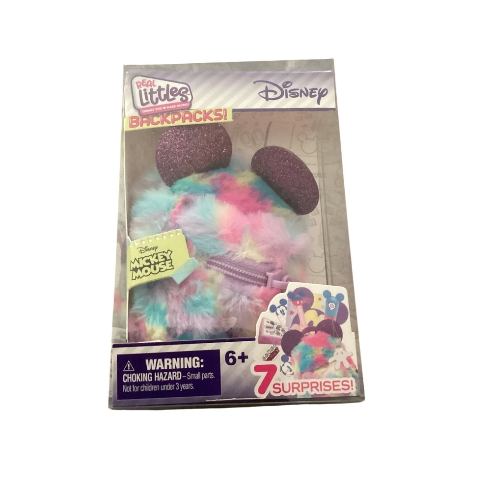 Disney Mickey Mouse Real Littles Backpack Rainbow Fuzzy Mini Bag 7 Surprises NIB